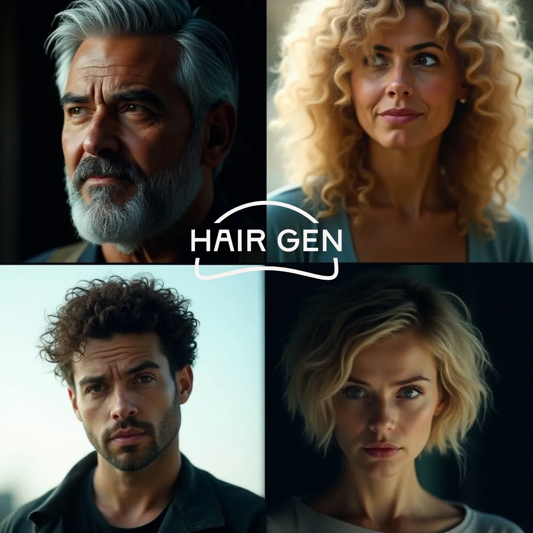 Portraits de différents types de cheveux, symbolisant l'importance des vitamines pour la santé capillaire.