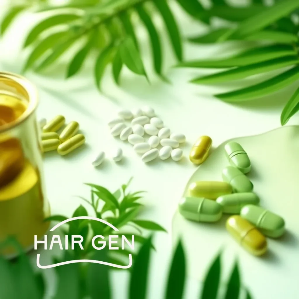 Compléments riches en vitamines pour des cheveux en pleine santé.